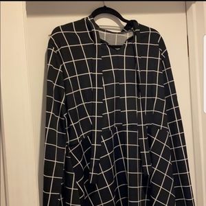 Black striped dress that comes above the knee